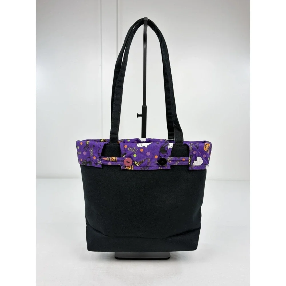 Vintage Longaberger Happy Halloween Small Shopper Tote Bag New Purple Pumpkin